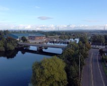 DJI_0351a Toome - the old bridge and the eel fishery with the new bridge in the distance